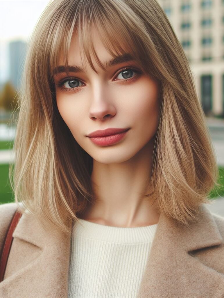 Curtain Bangs: Your Effortless Guide to 55 Stunning Styles! | Pocoko Elevate your look with Curtain Bangs on medium-length blonde hair. This chic and versatile hairstyle adds a touch of modern elegance to any ensemble. #CurtainBangs #BlondeHair #VersatileStyle #POCOKO