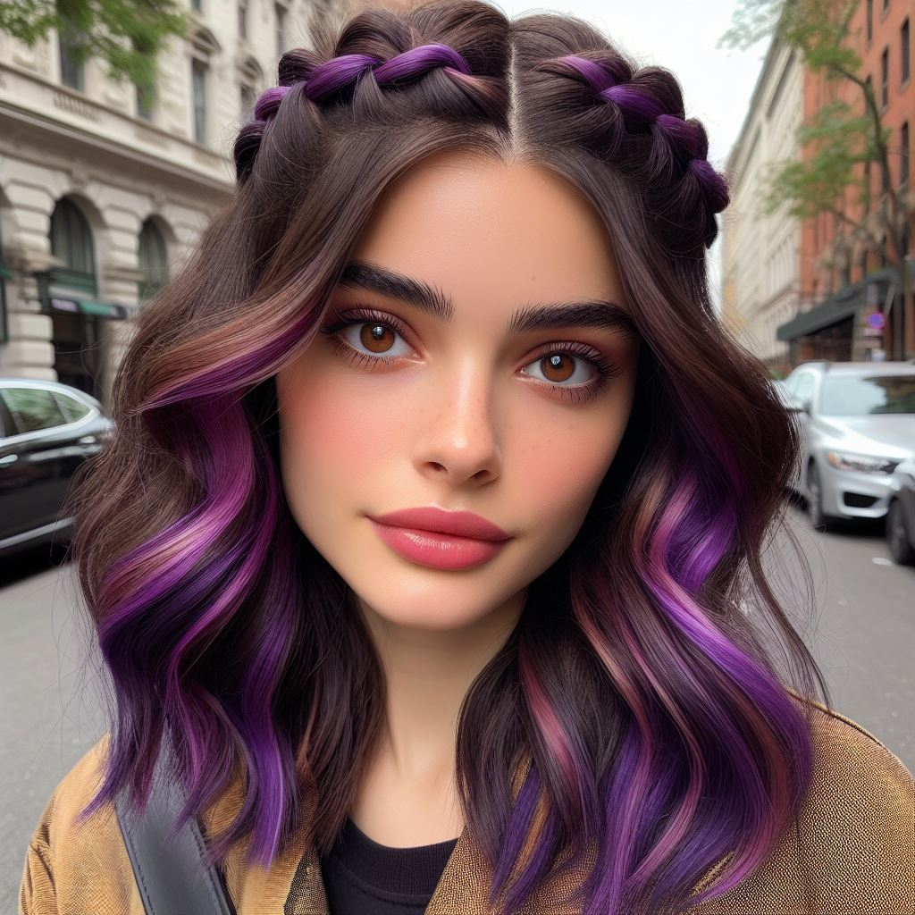 Violet Ombre With Crown Braid Hairstyles