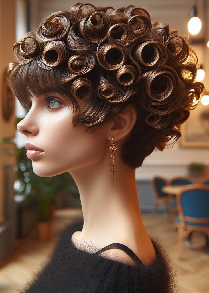 Curtain Bangs: Your Effortless Guide to 55 Stunning Styles! | Pocoko Playful and textured! This charming hairstyle features bouncy bobby pin curls throughout the hair, perfectly complemented by effortless curtain bangs that frame the face. It's a fun and flirty look with a touch of vintage flair. #pocoko #curtainbangs #bobbypincurls #texturedhairstyles