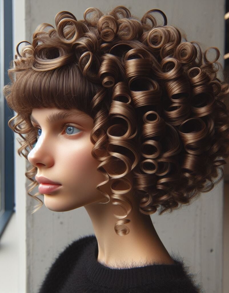 Curtain Bangs: Your Effortless Guide to 55 Stunning Styles! | Pocoko Vintage dream come true! This hairstyle pairs delicate bobby pin curls with soft curtain bangs, creating a cascade of romantic texture. Effortlessly chic with a touch of old Hollywood glam, it's perfect for a date night or adding a touch of vintage whimsy to your everyday look. #pocoko #curtainbangs #bobbypincurls #vintagewaves