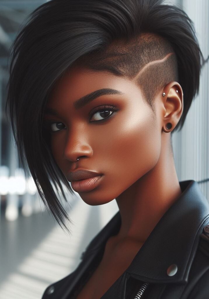 Curtain Bangs: Your Effortless Guide to 55 Stunning Styles! | Pocoko Edgy chic! This hairstyle combines the face-framing charm of curtain bangs with a bold side shave. The shaved sides add a touch of edge and peek-a-boo interest, while the bangs keep things balanced and stylish. Perfect for those who want to make a statement! #pocoko #curtainbangs #shorthairstyles #edgyhaircut