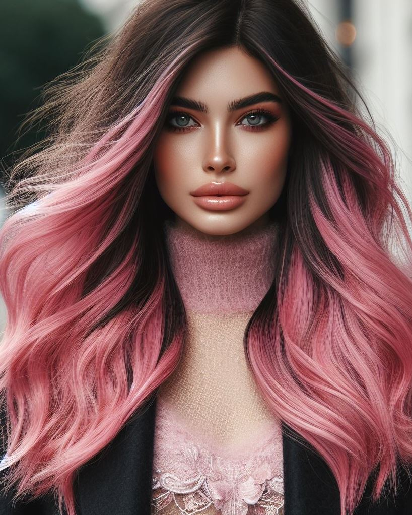 Punk Princess with a Pop! Bubblegum pink hair with playful feather layers – a hairstyle that screams fun! 