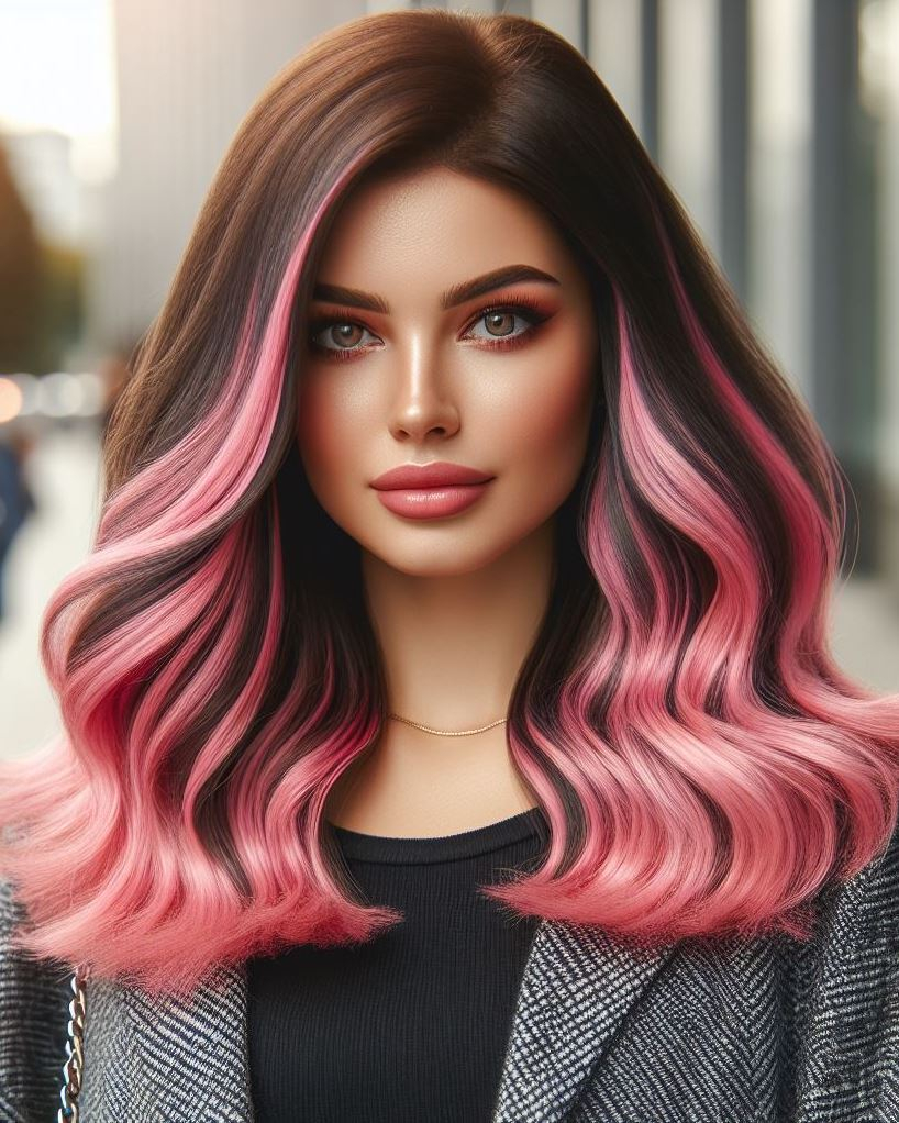 Pink Paradise with Textured Flair: Bubblegum pink hair and feathery layers add volume and playful texture for a show-stopping look.