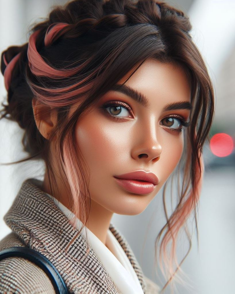 Blush & Beautiful: A soft twist updo in a delicate blush pink creates a romantic and elegant look.