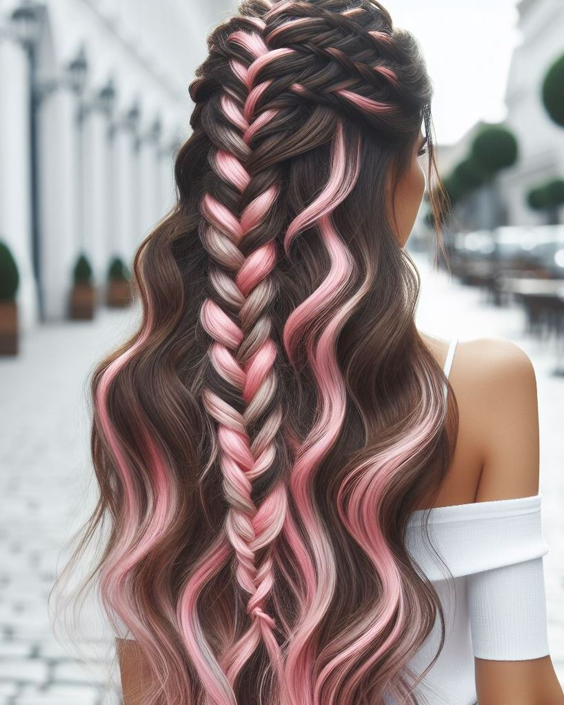 Festival Ready with Braids & Pink: Take your festival style to the next level with a statement-making bubblegum pink braid.