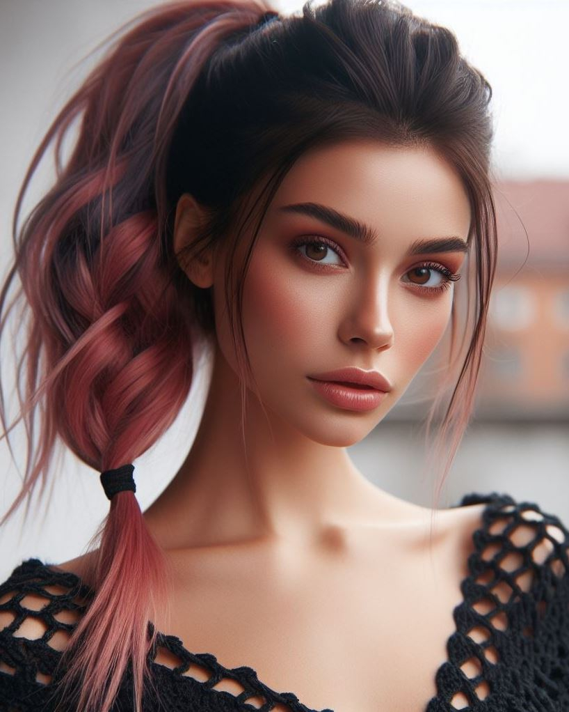 Modern Minimalism with a Twist: This sleek dusty pink low ponytail with a wrapped detail is perfect for the minimalist who loves a touch of elegance.