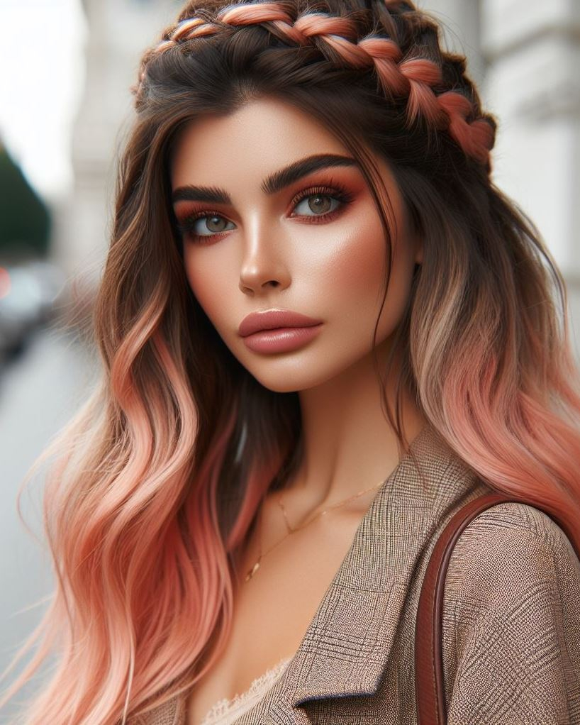Princess Vibes with a Twist: A delicate peach pink crown braid adds a touch of royalty to your everyday look.