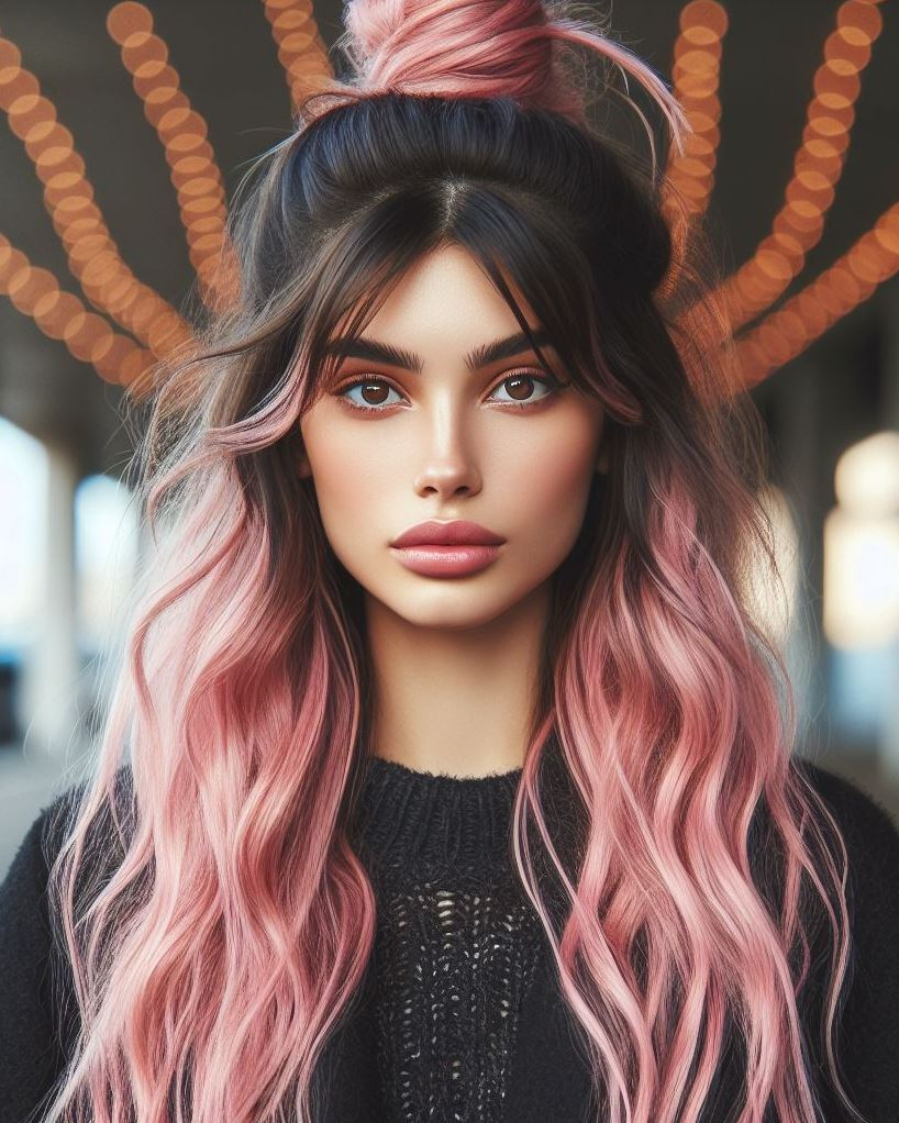 Effortless Elegance in Pink: This chic bubblegum pink sock bun is surprisingly easy to achieve, offering a touch of elegance for any occasion.