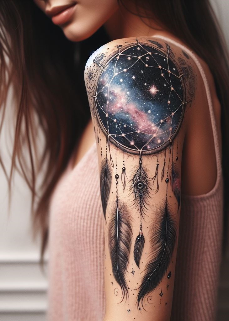 Dream Catcher Tattoos: 13 Dreamy Designs to Catch Your Eye | Pocoko Dream Catcher Magic✨ Capture the beauty of dreams and ward off negativity with a stunning dream catcher tattoo. Explore vibrant colors, intricate details, and personalize it for a one-of-a-kind masterpiece!