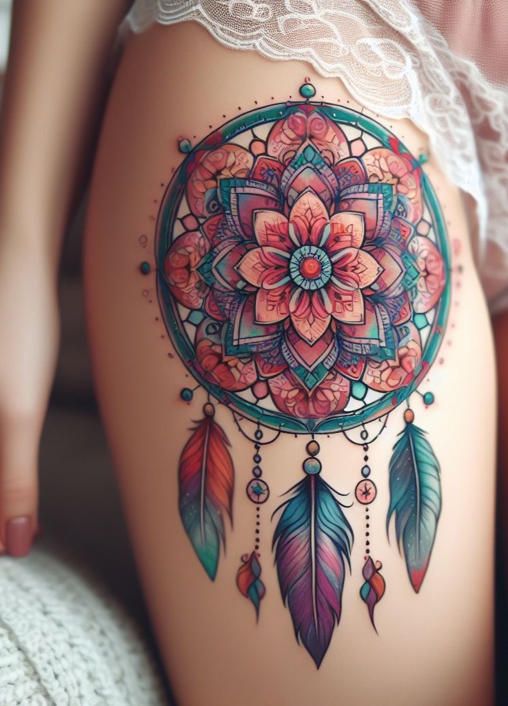 Dream Catcher Tattoos: 13 Dreamy Designs to Catch Your Eye | Pocoko Dream Catcher & Sacred Geometry: A Mystical Journey Weave sacred geometric patterns into your dream catcher tattoo for a touch of mysticism and symbolism. A meaningful conversation starter!