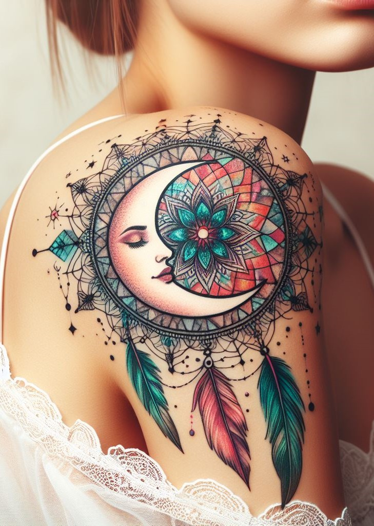 Dream Catcher Tattoos: 13 Dreamy Designs to Catch Your Eye | Pocoko Upper Back Dream Catcher: A Protective Shield ️ The upper back placement for your dream catcher tattoo signifies a powerful shield guarding you from negativity. Choose a large and intricate design to make a statement!