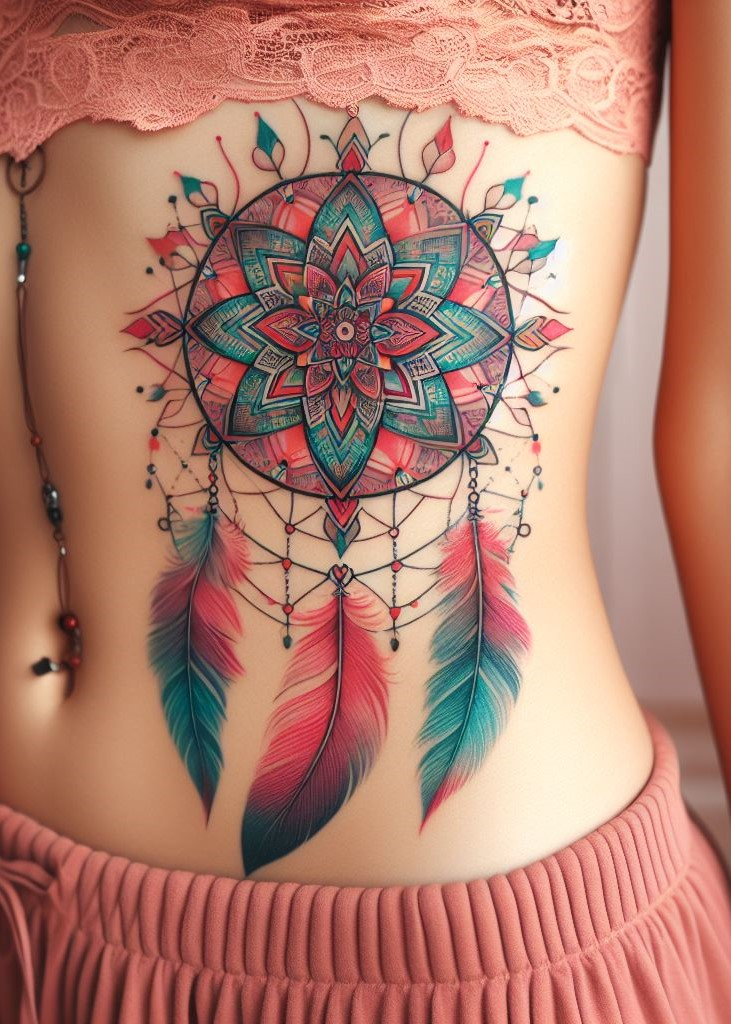 Dream Catcher Tattoos: 13 Dreamy Designs to Catch Your Eye | Pocoko Watercolor Mandala Dream Catcher: A Dreamy Oasis Create a calming and whimsical aesthetic with a watercolor mandala dream catcher tattoo. Soft hues and intricate patterns create a peaceful dreamscape, offering protection and a refuge for your mind!
