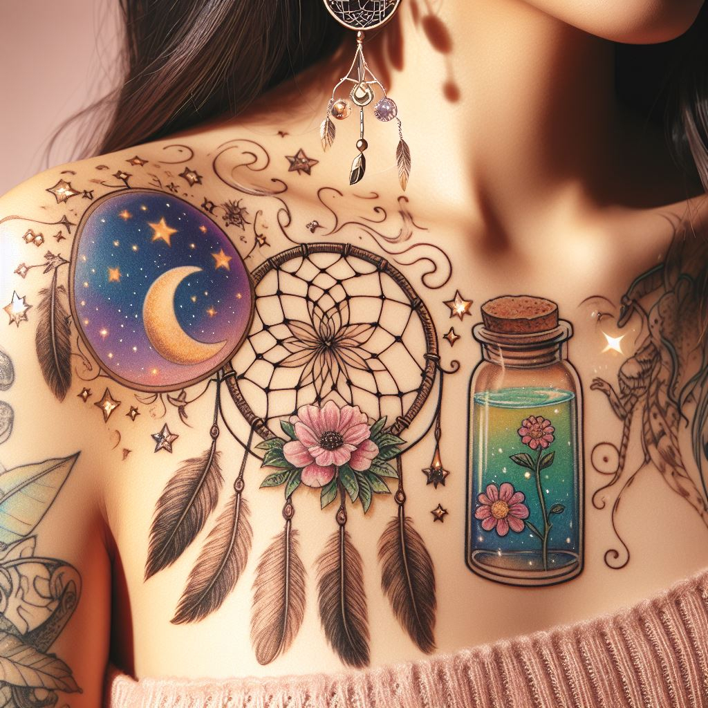 Dream Catcher Tattoos: 13 Dreamy Designs to Catch Your Eye | Pocoko Bohemian Dream Catcher Vibes Embrace a carefree spirit with a dream catcher tattoo adorned with delicate flowers. Perfect for those seeking beauty and a touch of femininity!