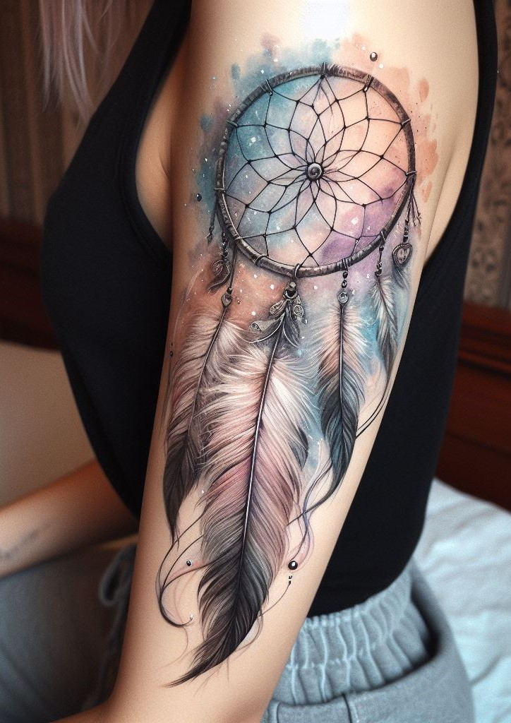 Dream Catcher Tattoos: 13 Dreamy Designs to Catch Your Eye | Pocoko Dream Catcher & Constellation Connection Unleash your inner stargazer! Weave celestial elements like stars or constellations into your dream catcher tattoo for a touch of cosmic wonder!
