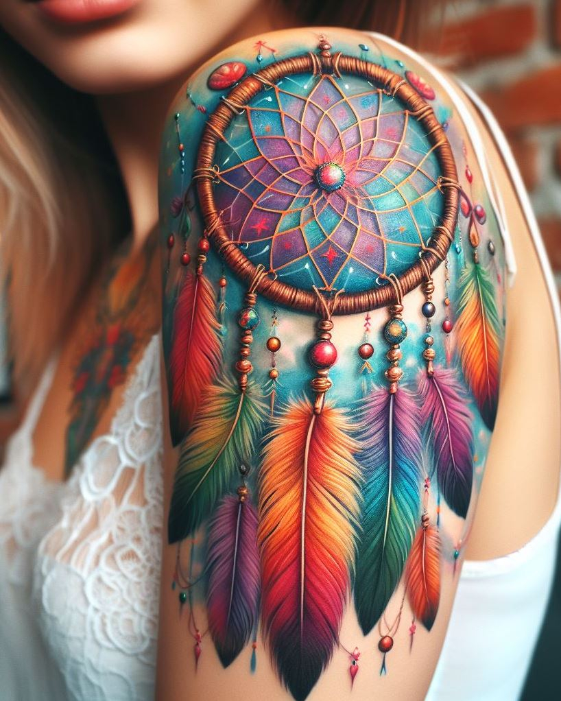 Dream Catcher Tattoos: 13 Dreamy Designs to Catch Your Eye | Pocoko Transform your arm into a canvas of celestial wonder with galaxy dream catcher tattoos! These enchanting designs are perfect for women who want to capture the stars