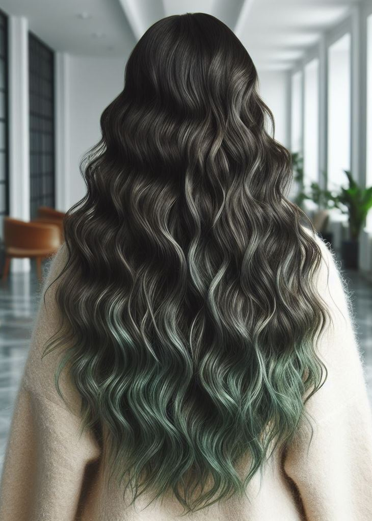 Healthy Hair Hacks: How to Keep Your Hair Color Vibrant | Pocoko Green with Envy (But Obsessed!): Thick, healthy waves are transformed with stunning green highlights for a show-stopping look.
