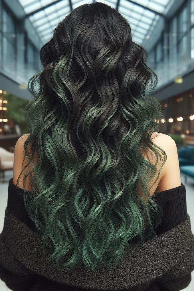 Healthy Hair Hacks: How to Keep Your Hair Color Vibrant | Pocoko Enchanted Forest Vibes: Emerald highlights bring depth to thick, wavy hair for a mystical look.