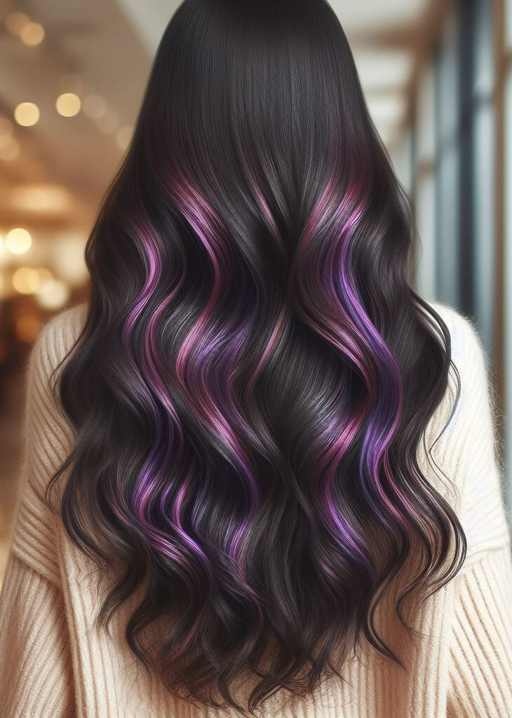 Healthy Hair Hacks: How to Keep Your Hair Color Vibrant | Pocoko Mermaid Magic with a Twist. Wavy, thick locks meet shimmering violet highlights for a mermaid hair dream come true.