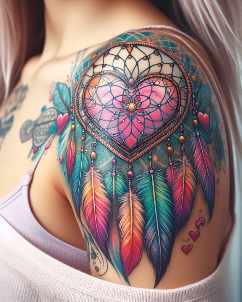 Dream Catcher Tattoos: 13 Dreamy Designs to Catch Your Eye | Pocoko Where passion meets protection, find a heart-shaped dream catcher tattoo. It’s not just an arm tattoo; it’s a love charm for the modern warrior woman.