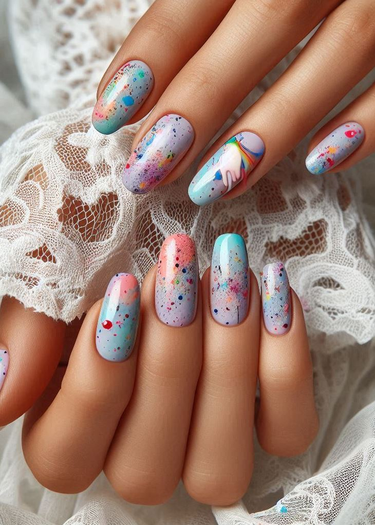 Abstract Nail Art: It's Not Just Random Splotches (We Promise!) | Pocoko "Drip, Drip, Glam: Splatter art nails—because why should your creativity be confined to a canvas? Let your nails tell a colorful story."