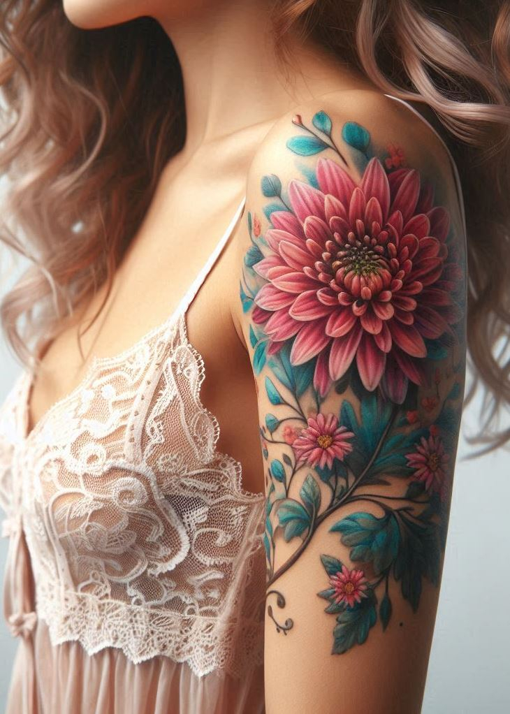 Celebrate your birth month with a single chrysanthemum birth flower tattoo. This elegant design captures the essence of November's bloom.