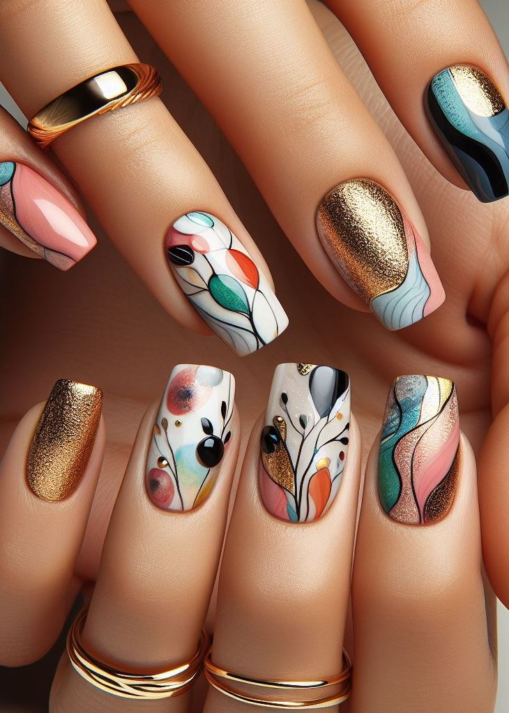 Abstract Nail Art: It's Not Just Random Splotches (We Promise!) | Pocoko Bold Textures, Bold Soul: These nails defy monotony. Imagine running your fingers over a braille novel written by Picasso—each bump tells a story, and your nails are the canvas. 📖🎨