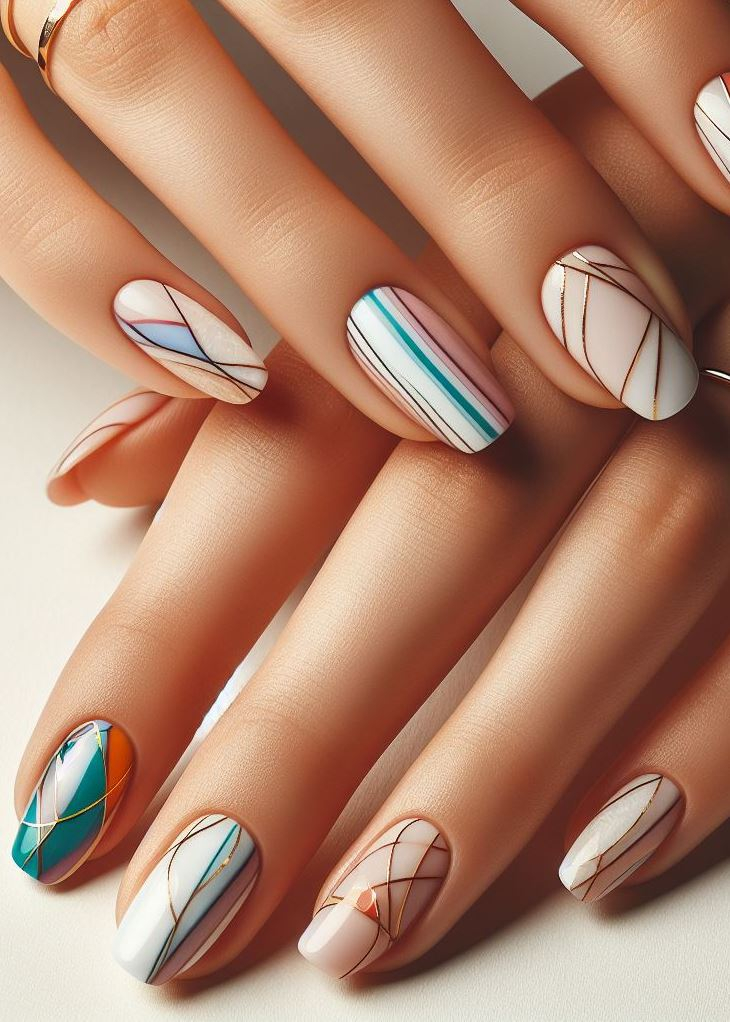 Abstract Nail Art: It's Not Just Random Splotches (We Promise!) | Pocoko Abstract Elegance: These nails are the haiku of manicures—seventeen syllables of sophistication. Each stroke is deliberate, like a poet choosing just the right words. 📝🌸