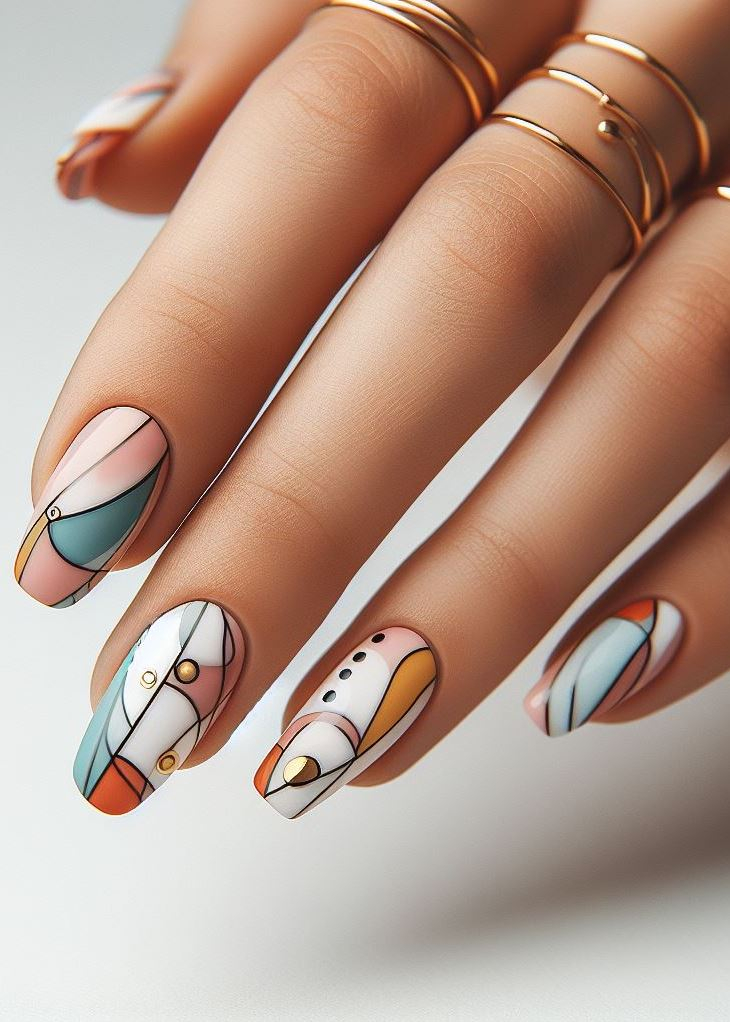 Abstract Nail Art: It's Not Just Random Splotches (We Promise!) | Pocoko Sculpted Whispers: Imagine Michelangelo carving whispers into marble. These nails are his chisel strokes—precise, deliberate, and timeless. Less is more, but oh, the stories they tell. 🗿