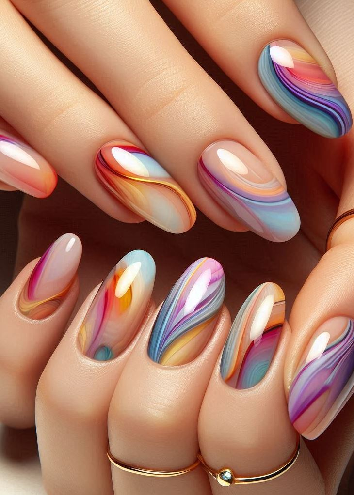 Abstract Nail Art: It's Not Just Random Splotches (We Promise!) | Pocoko Meet your new favorite accessory: These translucent hues play peekaboo with your mood and the sun. ☀️💅