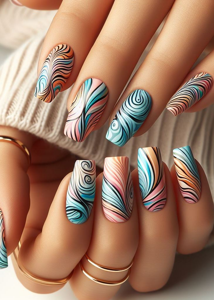 Abstract Nail Art: It's Not Just Random Splotches (We Promise!) | Pocoko Modern Jungle: Abstract Animal Print Nails for the Wild Child Ditch the expected stripes and embrace the modern jungle with Abstract Animal Print Nails! Use a neutral base coat and then get creative with squiggles, splatters, and brushstrokes in black and brown. Think cheetah spots reimagined, adding a touch of negative space for a fresh and unexpected take on the classic animal print.