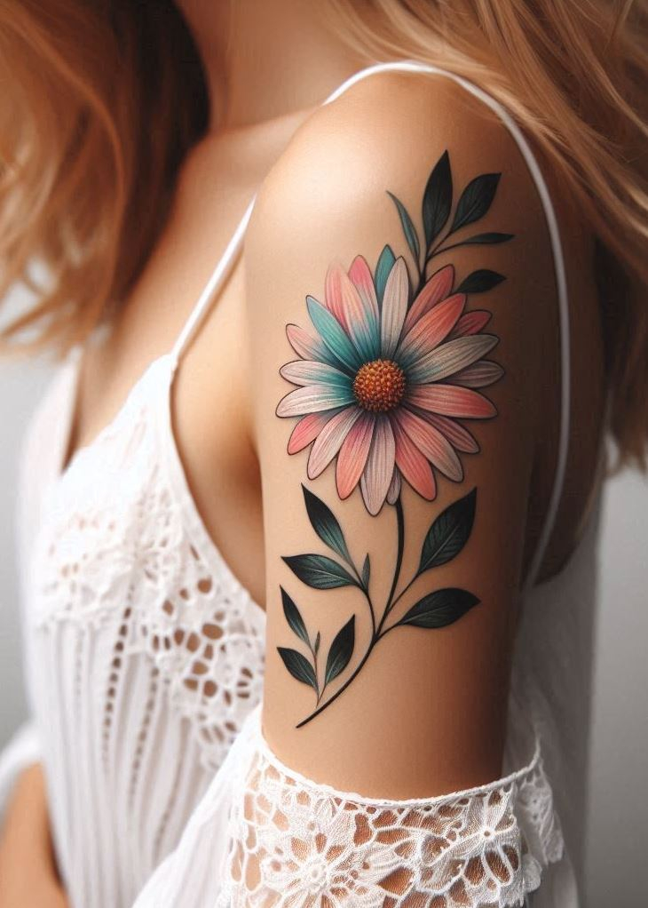 Keep it classic with a single daisy tattoo, the perfect ink for the April birthday girl who's down-to-earth and sunshine-bright. It's a reminder that beauty blooms in simplicity.