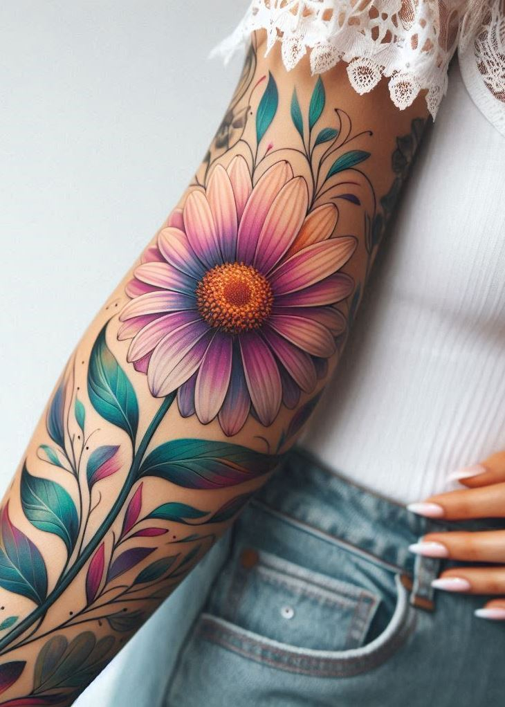 Channel your inner Audrey Hepburn with a single daisy tattoo on your ankle. It's a delicate reminder of your innocence and grace, perfect for the April lady with a heart of gold. ✨