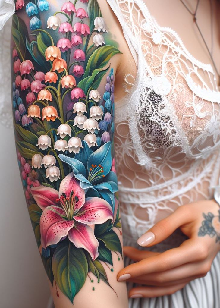 Guardians of May: 🌸 Hawthorn and Lily of the Valley dance together in ink, weaving a story of protection and sweetness. The Hawthorn’s clusters of white or pink flowers stand guard, while the Lily of the Valley exudes innocence. Let this tattoo remind you that strength and purity can coexist beautifully.