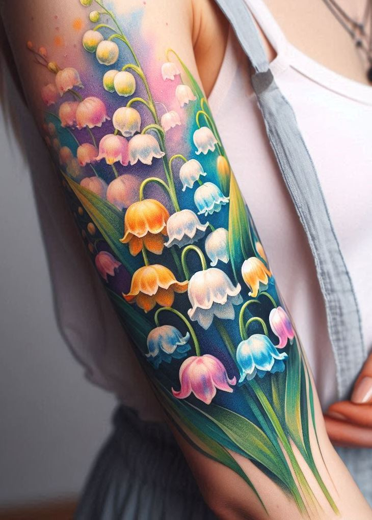 Bells of Happiness: 🌸 Lily of the Valley, also known as May bells, dances in ink. Its delicate stems cradle white, nodding blossoms—a sweet symphony of joy. Let this tattoo remind you that happiness blooms even in the simplest moments. 🌿🎶