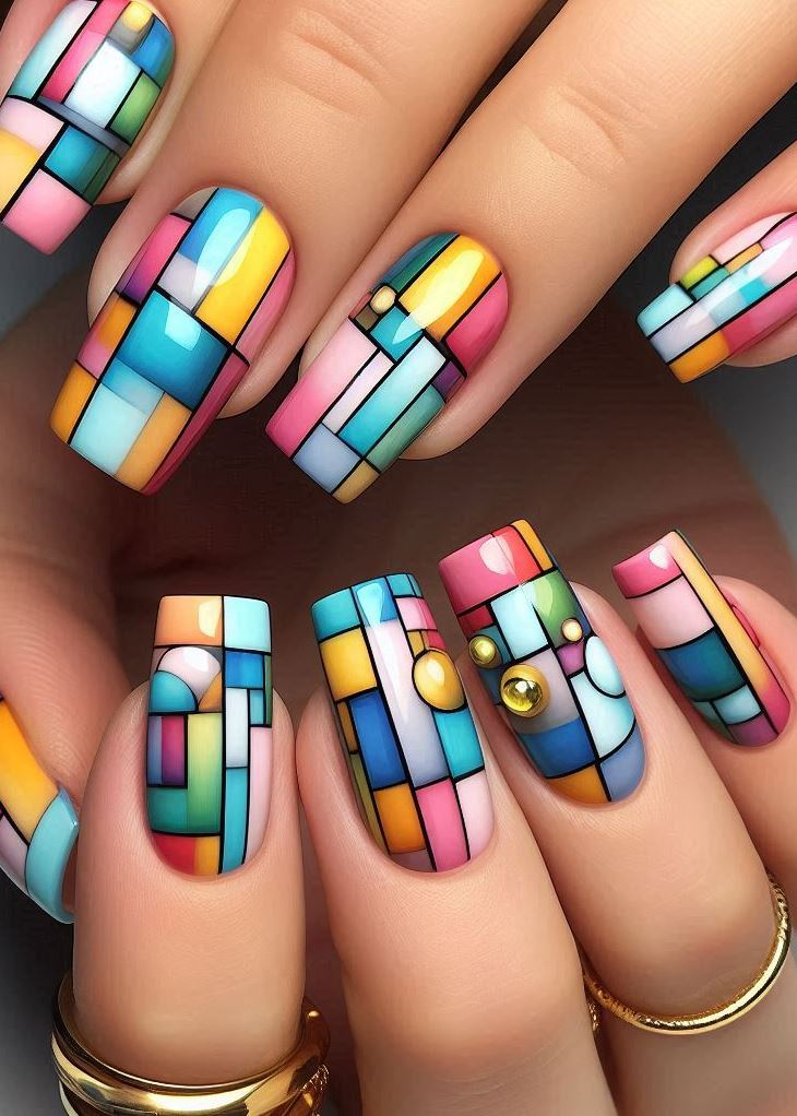 Abstract Nail Art: It's Not Just Random Splotches (We Promise!) | Pocoko Ditch the Realism, Embrace the Fragments: Cubist Nails Feeling like your mani is a bit too...ordinary? Unleash your inner Picasso with Cubist Nails! Fragment your nails into geometric shapes using contrasting polishes. It's like a tiny abstract masterpiece on each fingertip, guaranteed to turn heads and spark conversation.