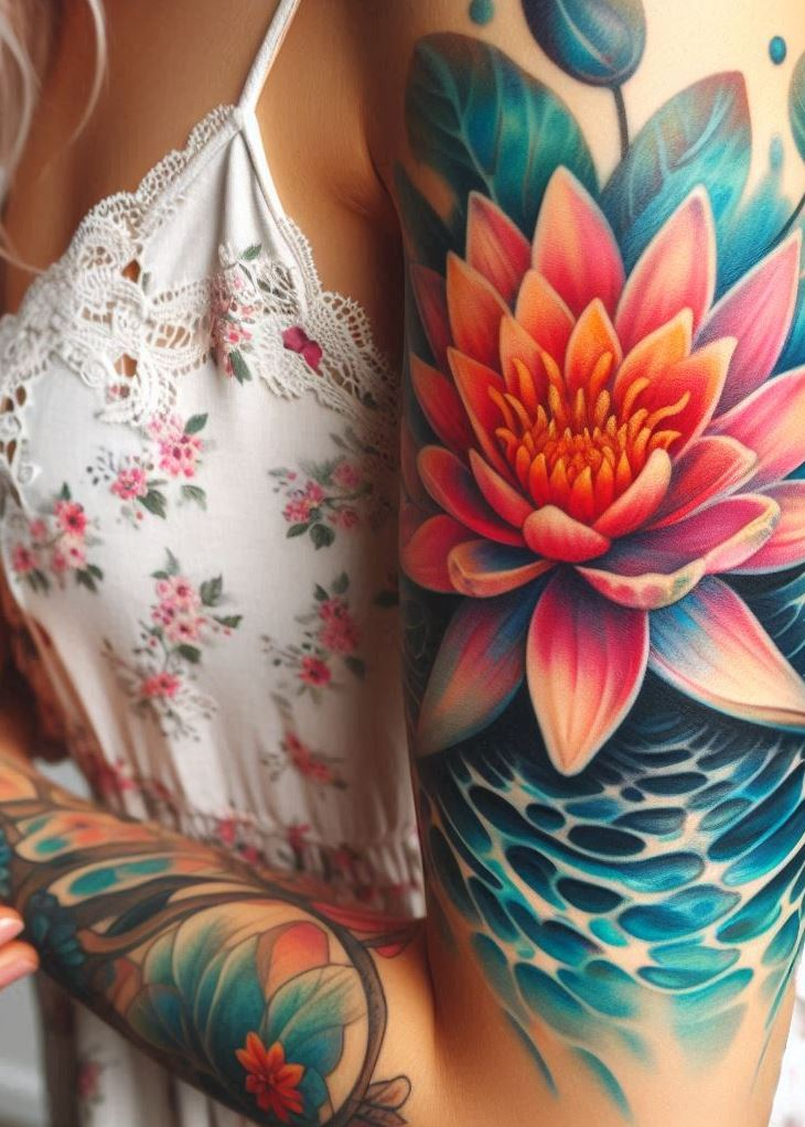 Ink the Tides: July’s water lily, a delicate marvel, dances on your skin. Its ripples tell tales of moonlit nights and whispered secrets. Let this tattoo bloom into an aquatic masterpiece.