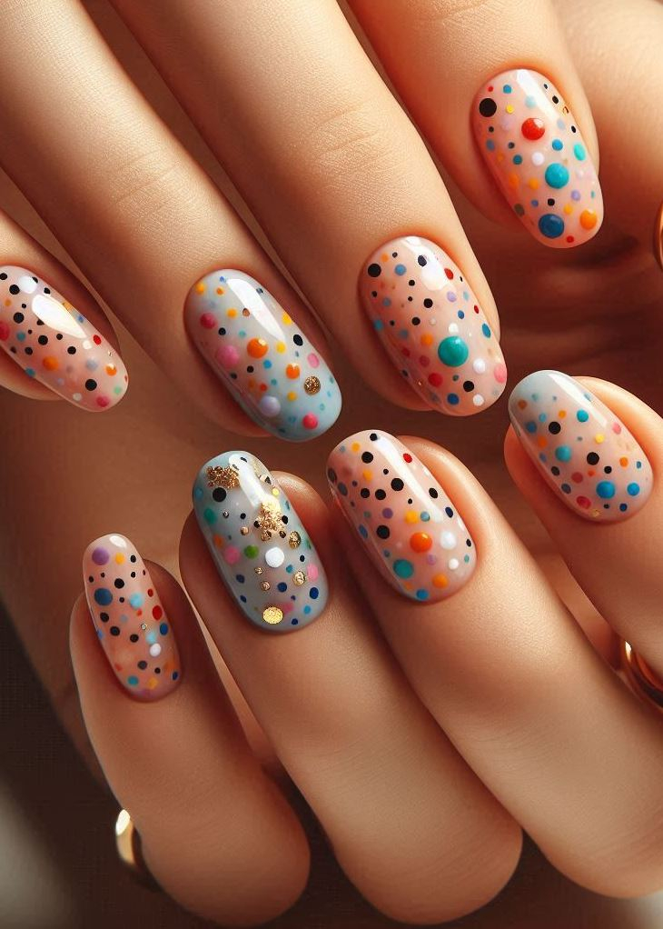 Abstract Nail Art: It's Not Just Random Splotches (We Promise!) | Pocoko Chromatic Morse Code: Each dot whispers a secret message—a symphony of colors spelling out dreams. These nails are a language only the heart can decode. 🌈❤️