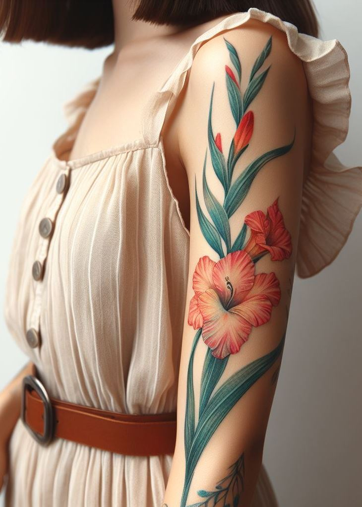Petals of Fire: The gladiolus blooms fiercely in August, its petals ablaze with passion. A minimalist tattoo of this birth flower whispers courage—like a hidden flame etched on skin. Wear it proudly, and let your spirit ignite.