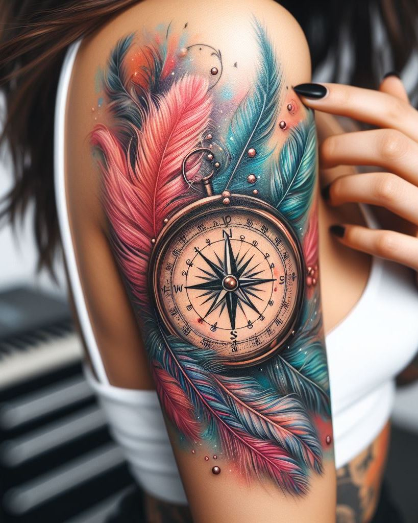 Embrace your wanderlust with a beautifully detailed compass tattoo on your arm. It’s a constant reminder to stay true to your path and keep moving forward.