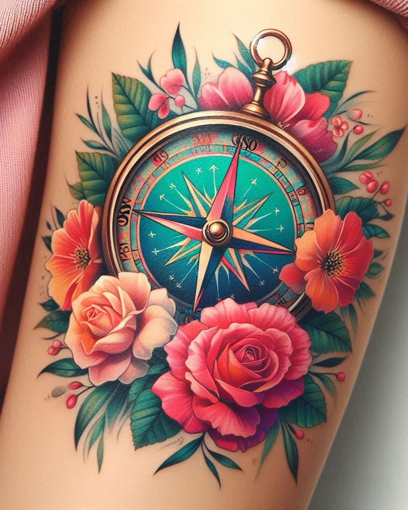 A compass tattoo on the arm is more than just ink; it's a symbol of direction and purpose. Perfect for those who embrace the journey as much as the destination.