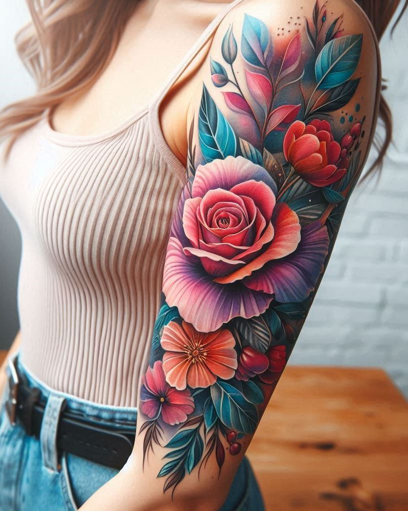 Transform your arm into a canvas of floral beauty with feminine tattoos. Perfect for those who want to carry a piece of nature’s elegance and charm wherever they go.