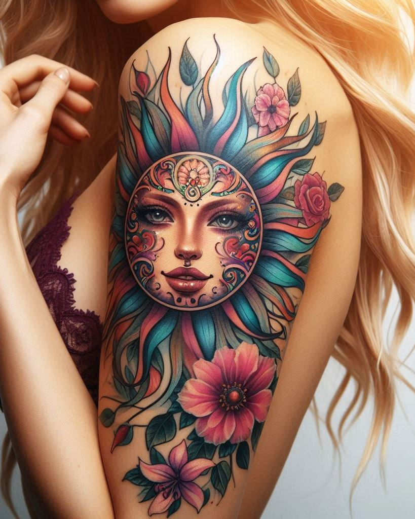 Adorn your arms with the dazzling beauty of sun facet tattoos. Perfect for those who draw inspiration from the sun's light and warmth.