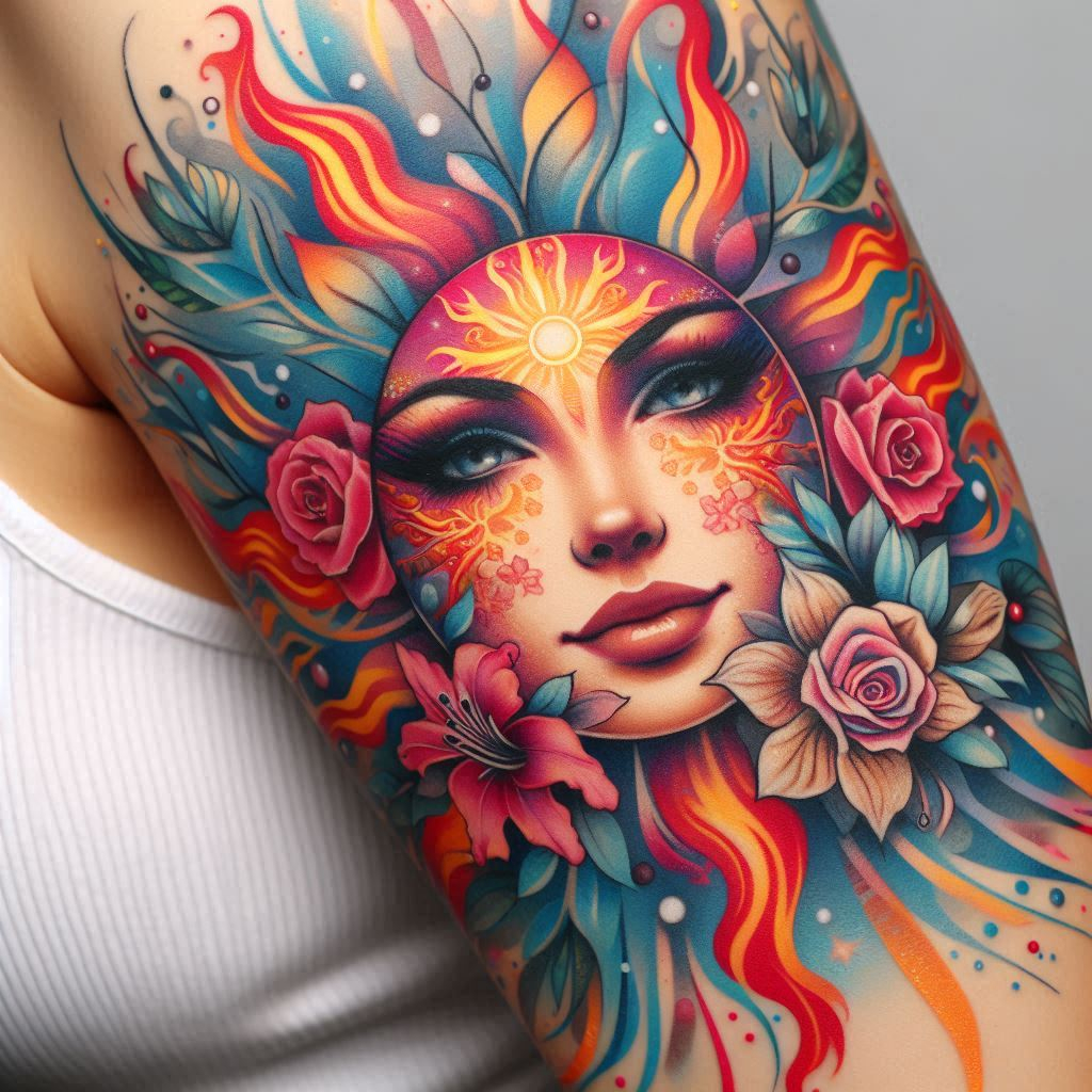 Celebrate the power and energy of the sun with facet tattoos on your arms. These radiant designs are a beautiful reminder of the sun's everlasting light.