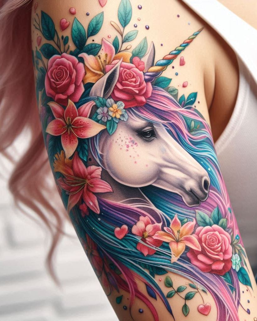 Add a magical touch to your look with unicorn tattoos on your arms. These beautiful designs are a testament to the power of dreams and the allure of the fantastical.
