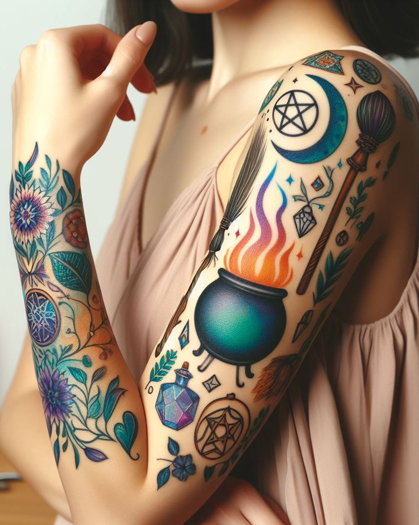 Carry the essence of Wicca with you through beautifully crafted tattoos on your arms, each symbol and motif holding significance in the realms of magic, spirituality, and inner growth. These tattoos are not just body art; they are sacred reminders of your connection to the Earth and the energies that flow through it.