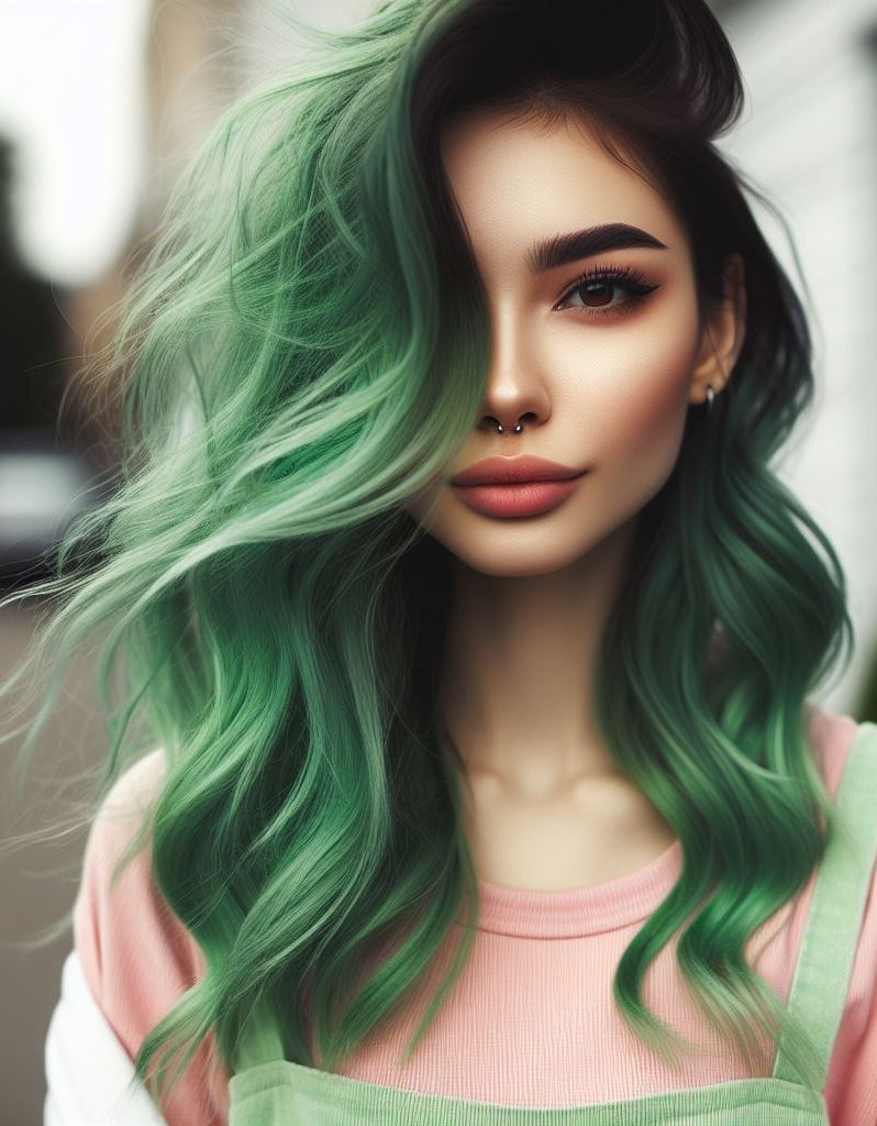 Olive Oasis: Flatter warm skin tones with a rich olive green hair color. This versatile shade can be light and playful or deep and sophisticated.