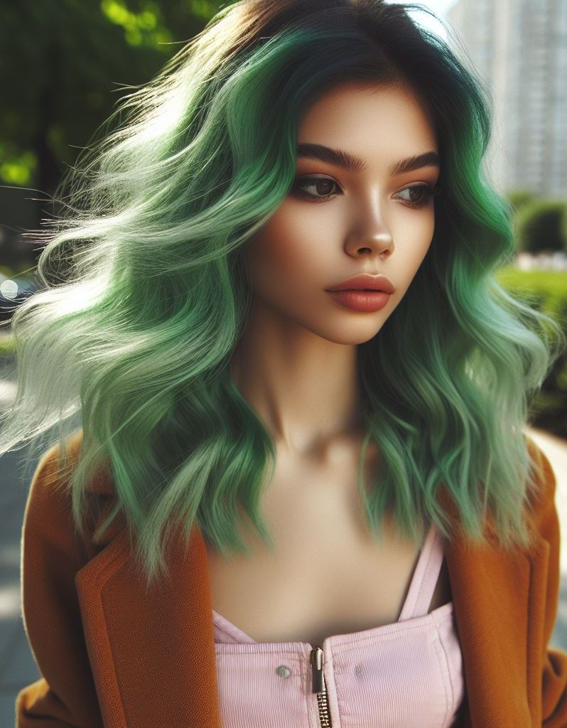Mermaid Vibes: Channel your inner mythical creature with enchanting teal or turquoise green hair, adding a touch of whimsy and magic.