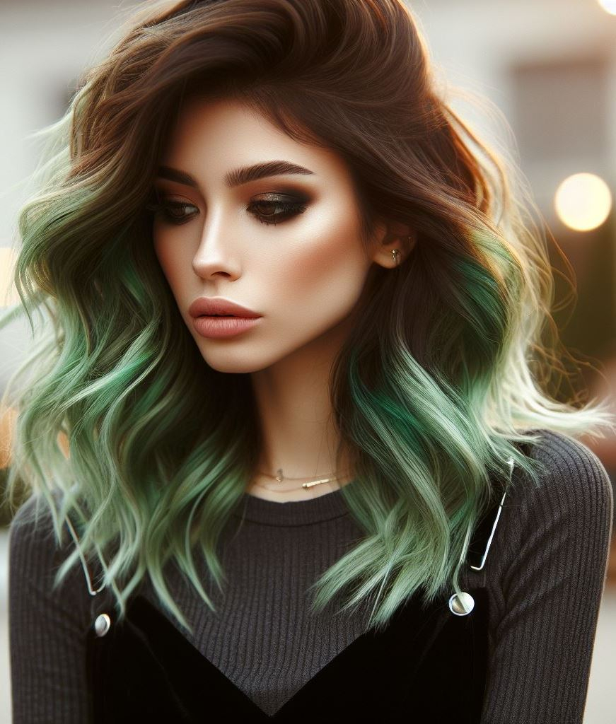 Green with Envy (But in a Good Way): Opt for an envy-inducing green hair color with a metallic finish. This adds a touch of glamor and futuristic vibes to your green locks.