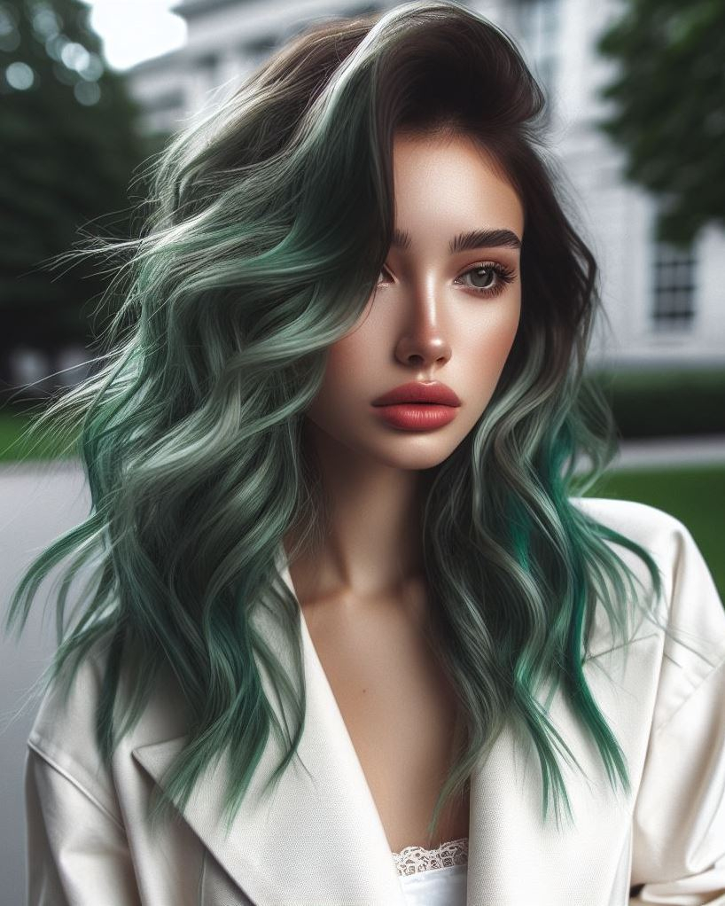 Green & Gold Goddess: Channel your inner goddess with a combination of green hair and gold highlights. This luxurious look is perfect for a special occasion or a night out.