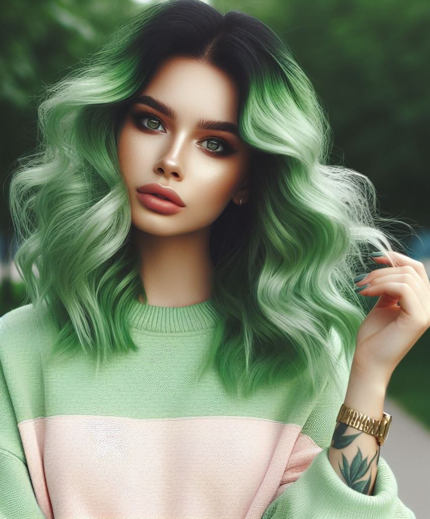 Black & Green Ombre: Create a dramatic and edgy look with a black to green ombre hair color. This transition adds depth and dimension, perfect for those who love a bold statement.